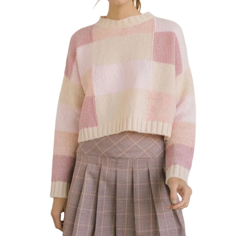 Storia Pink Checkered Sweater